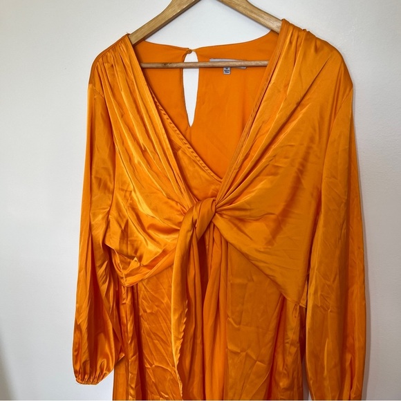 One One Six Orange Front tie Satin Mini Dress Women Size Medium - Picture 5 of 9